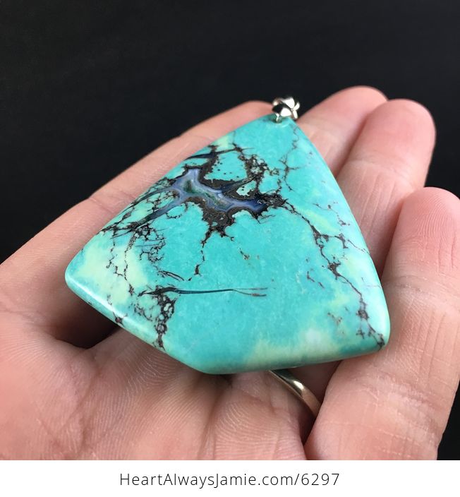 Triangle Shaped Green Synthetic Turquoise Stone Jewelry Pendant - #PknPrqdvMbc-2