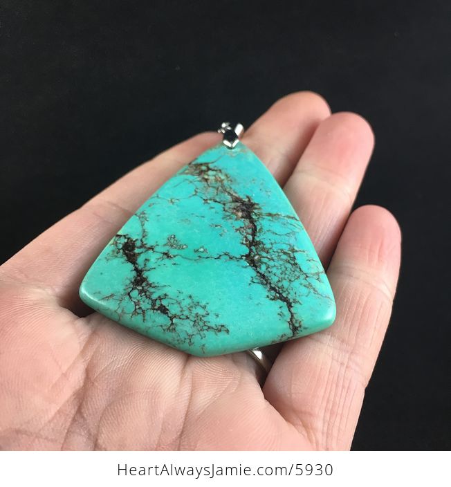 Triangle Shaped Green Turquoise Stone Jewelry Pendant - #3r4ahukpbCE-2