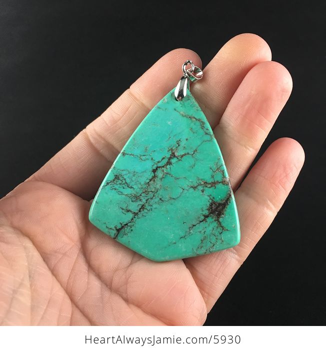 Triangle Shaped Green Turquoise Stone Jewelry Pendant - #3r4ahukpbCE-6