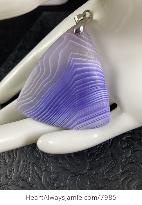 Triangle Shaped Matte Purple Agate Stone Jewelry Pendant - #467pN6LrewQ-2