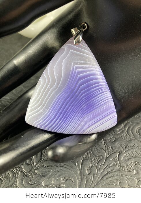 Triangle Shaped Matte Purple Agate Stone Jewelry Pendant - #467pN6LrewQ-5
