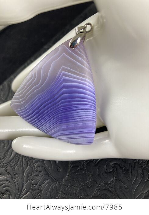 Triangle Shaped Matte Purple Agate Stone Jewelry Pendant - #467pN6LrewQ-3