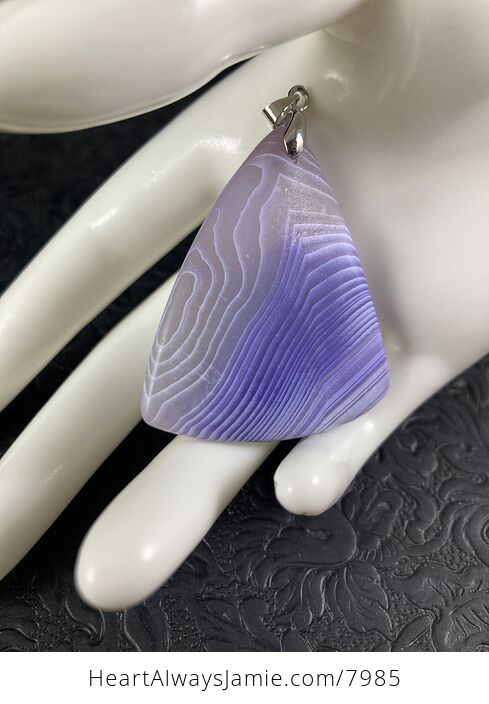Triangle Shaped Matte Purple Agate Stone Jewelry Pendant - #467pN6LrewQ-4