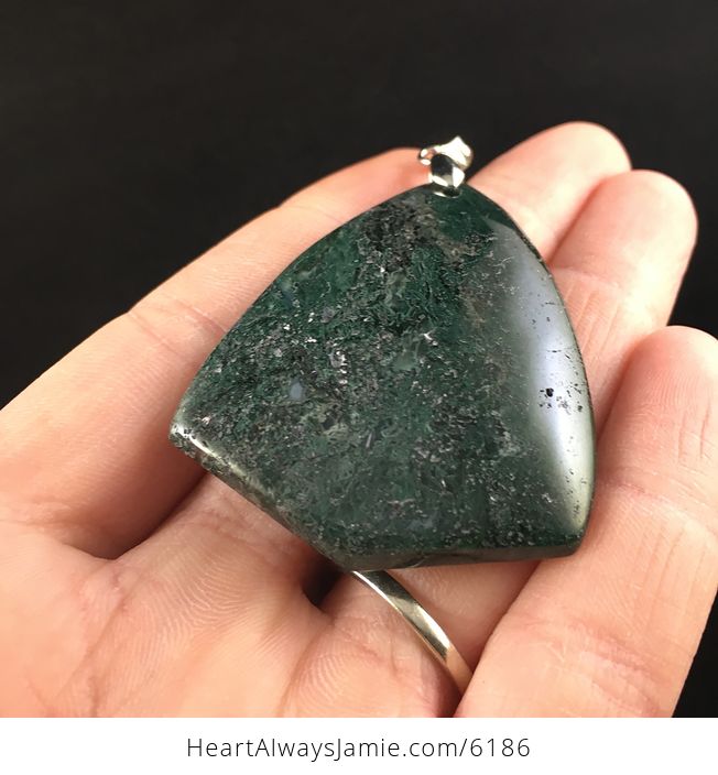 Triangle Shaped Moss Agate Stone Jewelry Pendant - #58Renom4lMQ-2