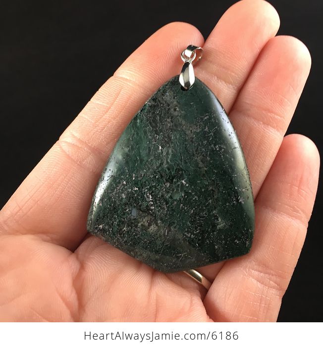 Triangle Shaped Moss Agate Stone Jewelry Pendant - #58Renom4lMQ-1