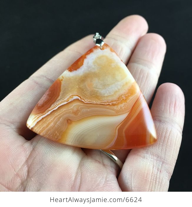 Triangle Shaped Orange Agate Stone Jewelry Pendant - #veyKYY7HNRI-2