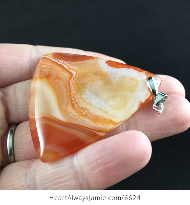 Triangle Shaped Orange Agate Stone Jewelry Pendant - #veyKYY7HNRI-3
