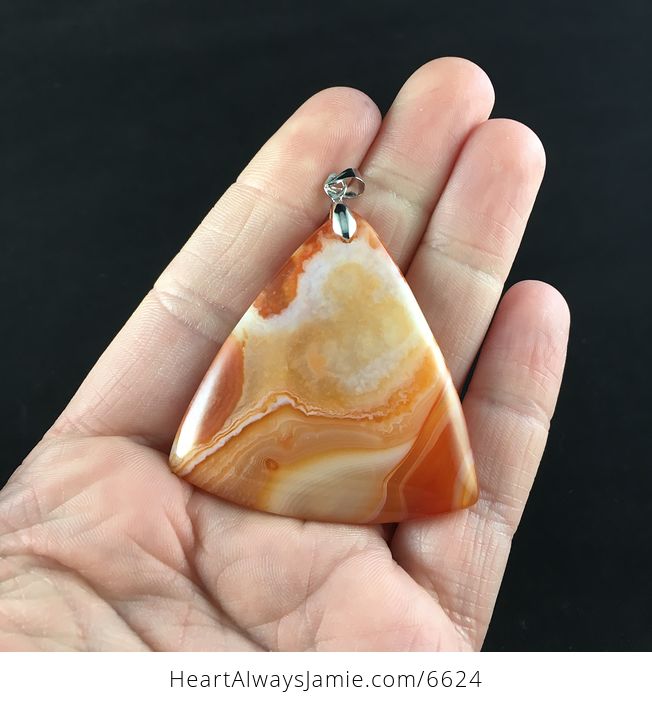 Triangle Shaped Orange Agate Stone Jewelry Pendant - #veyKYY7HNRI-1