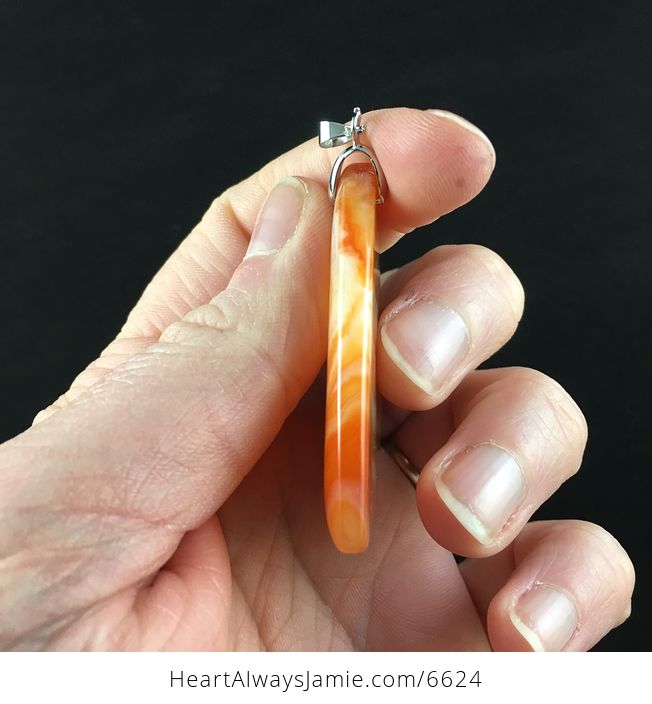 Triangle Shaped Orange Agate Stone Jewelry Pendant - #veyKYY7HNRI-5