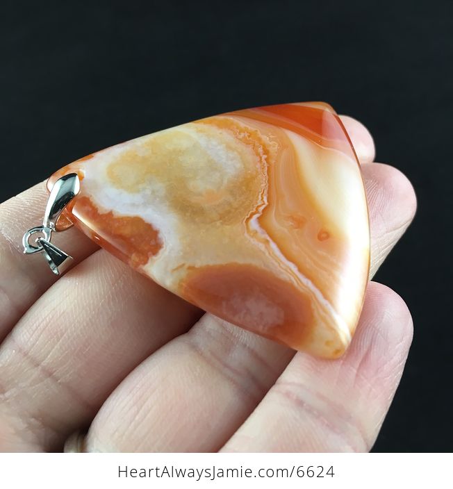 Triangle Shaped Orange Agate Stone Jewelry Pendant - #veyKYY7HNRI-4