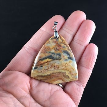 Triangle Shaped Orange Crazy Lace Agate Stone Jewelry Pendant #a1LAlaN93FQ