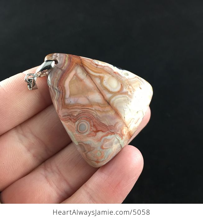 Triangle Shaped Orange Crazy Lace Agate Stone Jewelry Pendant - #EDM0yGuAiG4-4