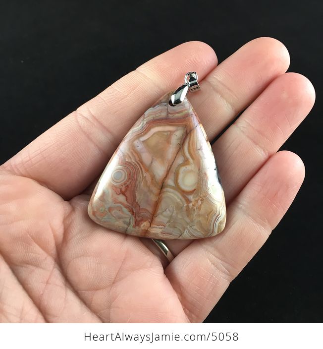 Triangle Shaped Orange Crazy Lace Agate Stone Jewelry Pendant - #EDM0yGuAiG4-1