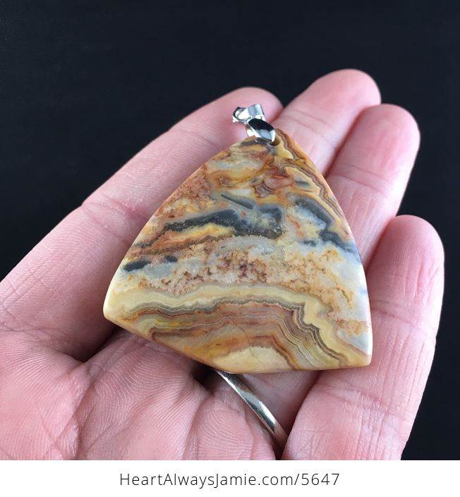 Triangle Shaped Orange Crazy Lace Agate Stone Jewelry Pendant - #a1LAlaN93FQ-2