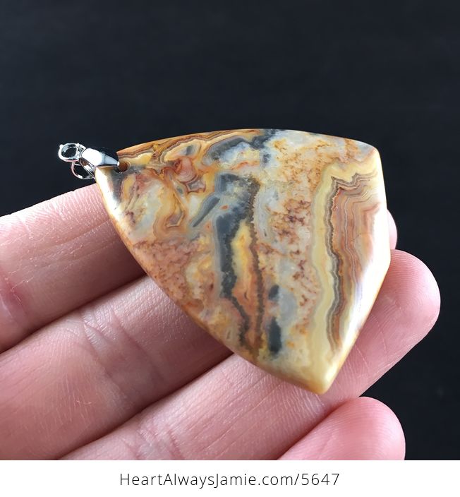 Triangle Shaped Orange Crazy Lace Agate Stone Jewelry Pendant - #a1LAlaN93FQ-4