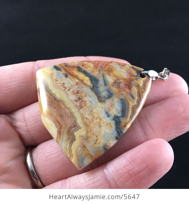 Triangle Shaped Orange Crazy Lace Agate Stone Jewelry Pendant - #a1LAlaN93FQ-3