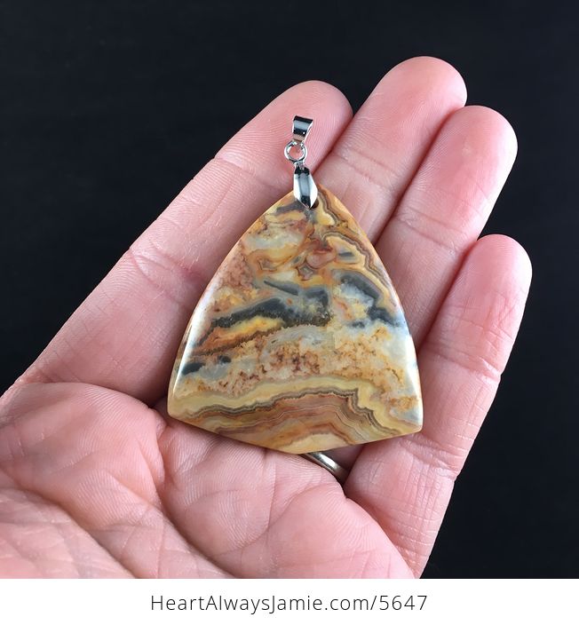 Triangle Shaped Orange Crazy Lace Agate Stone Jewelry Pendant - #a1LAlaN93FQ-1