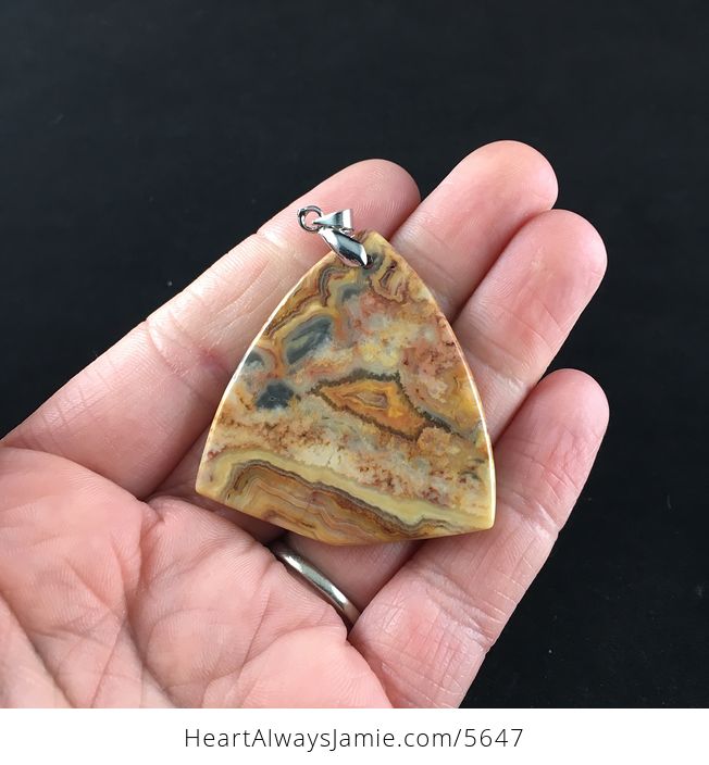 Triangle Shaped Orange Crazy Lace Agate Stone Jewelry Pendant - #a1LAlaN93FQ-6