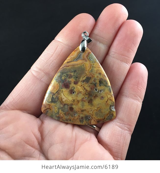Triangle Shaped Orange Crazy Lace Agate Stone Jewelry Pendant - #eChOgWIgNVg-1