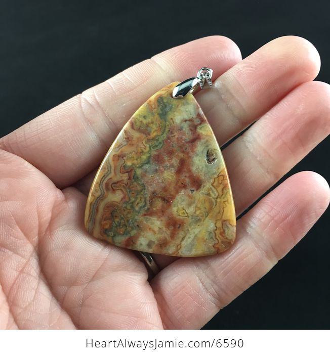 Triangle Shaped Orange Crazy Lace Agate Stone Jewelry Pendant - #gLUJmwS2orw-6
