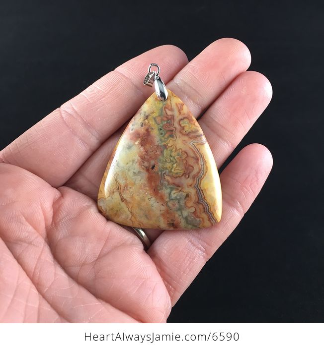 Triangle Shaped Orange Crazy Lace Agate Stone Jewelry Pendant - #gLUJmwS2orw-7