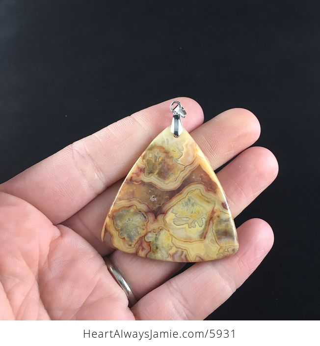 Triangle Shaped Orange Crazy Lace Agate Stone Jewelry Pendant - #jeNRzcHmlb4-6