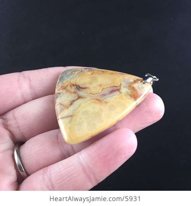 Triangle Shaped Orange Crazy Lace Agate Stone Jewelry Pendant - #jeNRzcHmlb4-3
