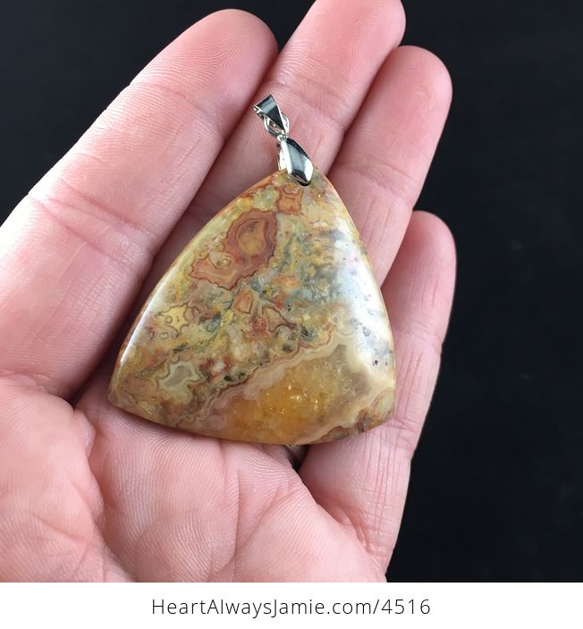 Triangle Shaped Orange Crazy Lace Mexican Agate Stone Jewelry Pendant - #my2m1vjakak-3