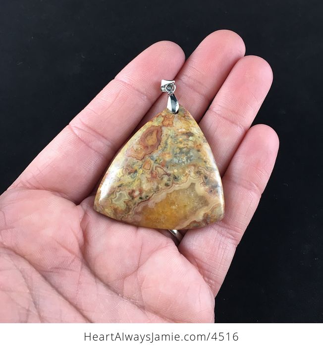 Triangle Shaped Orange Crazy Lace Mexican Agate Stone Jewelry Pendant - #my2m1vjakak-1