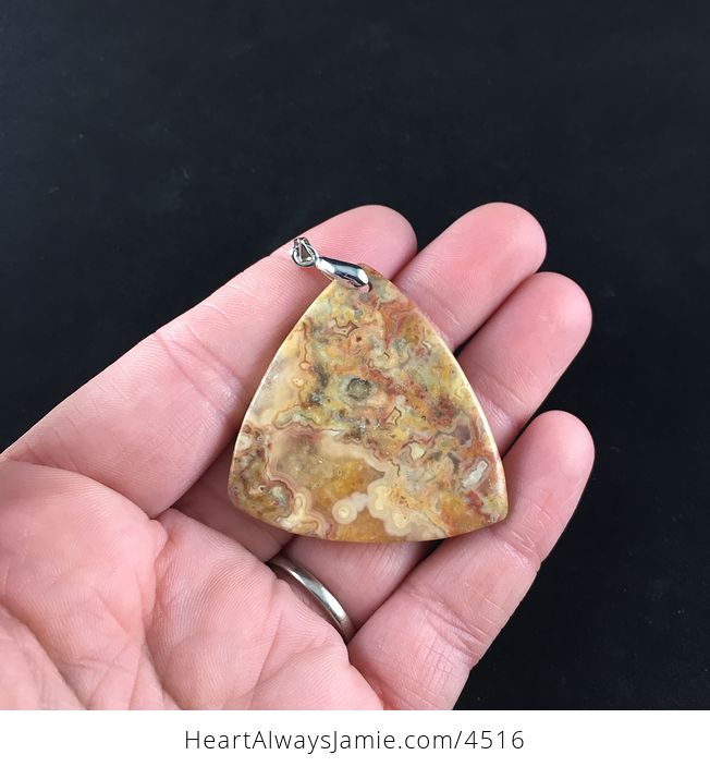 Triangle Shaped Orange Crazy Lace Mexican Agate Stone Jewelry Pendant - #my2m1vjakak-5