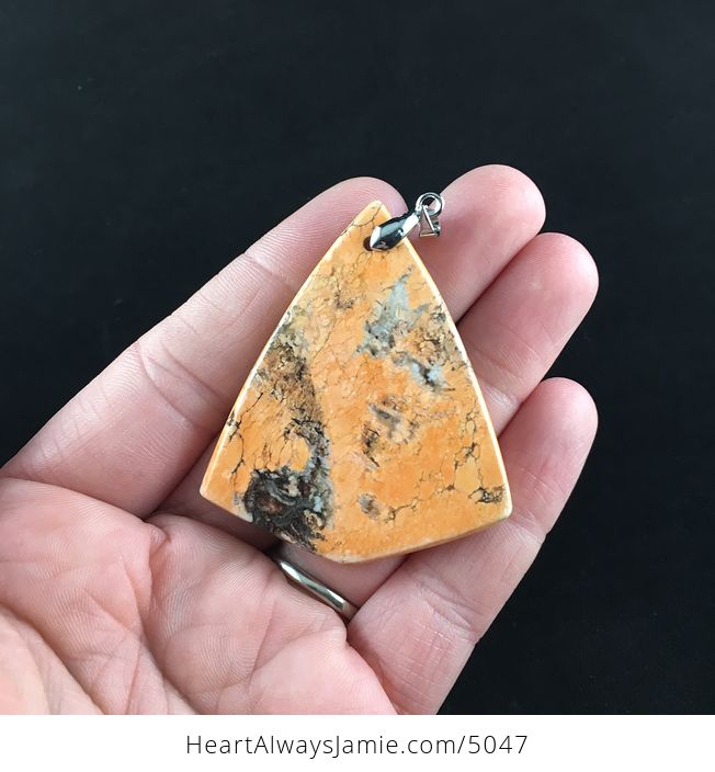 Triangle Shaped Orange Turquoise Stone Jewelry Pendant - #YpThXBXNPH8-6