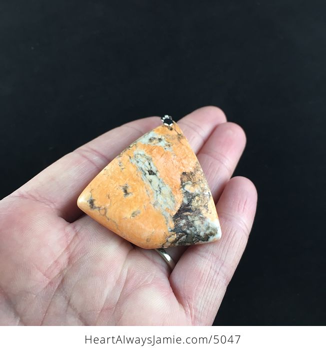 Triangle Shaped Orange Turquoise Stone Jewelry Pendant - #YpThXBXNPH8-2
