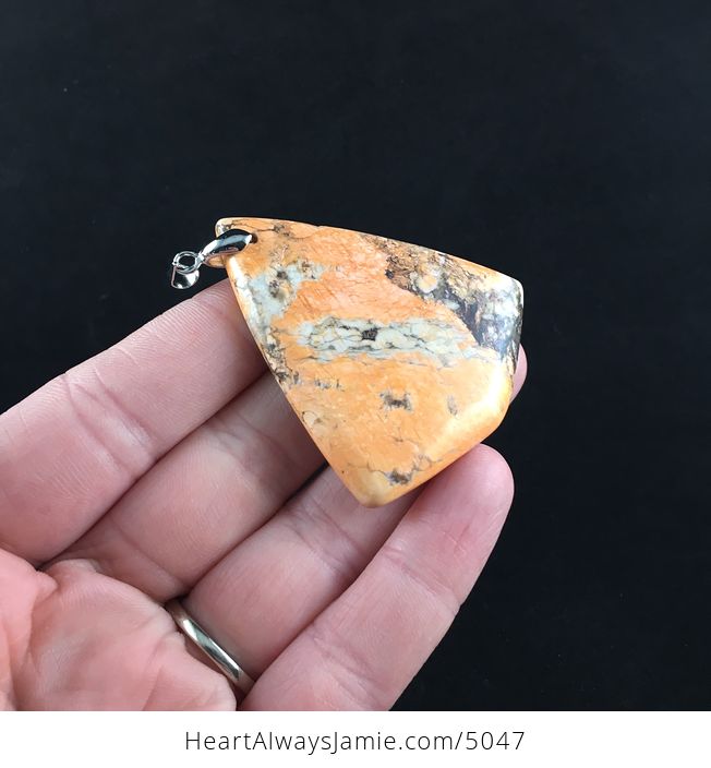 Triangle Shaped Orange Turquoise Stone Jewelry Pendant - #YpThXBXNPH8-4