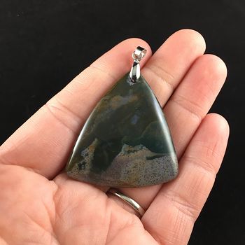 Triangle Shaped Picasso Indian Agate Jewelry Pendant #FP35TaEIRUs