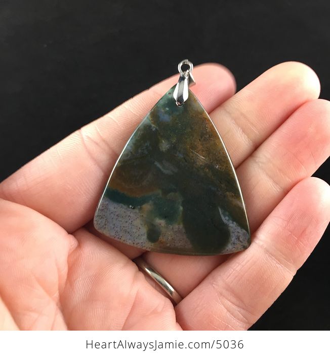 Triangle Shaped Picasso Indian Agate Jewelry Pendant - #FP35TaEIRUs-6