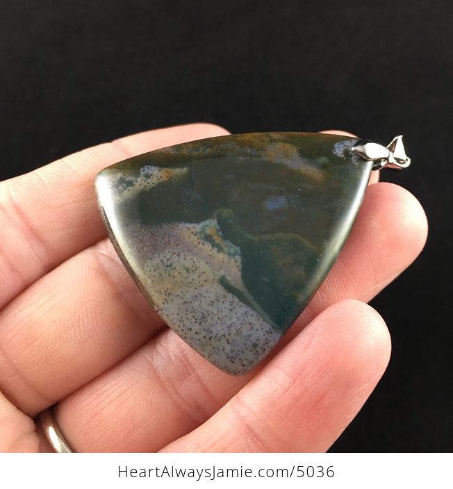 Triangle Shaped Picasso Indian Agate Jewelry Pendant - #FP35TaEIRUs-3
