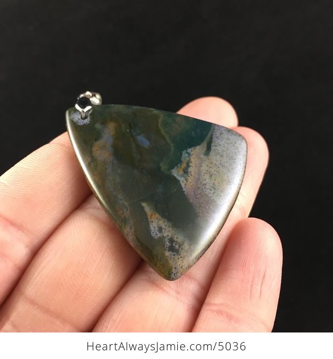 Triangle Shaped Picasso Indian Agate Jewelry Pendant - #FP35TaEIRUs-4