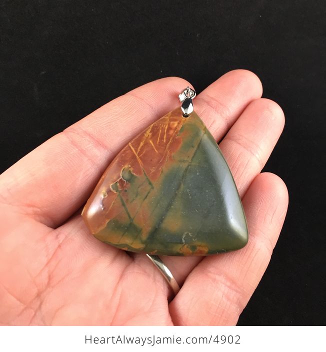 Triangle Shaped Picasso Jasper Stone Jewelry Pendant - #m0mniNcydxw-2