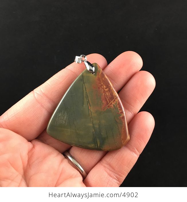 Triangle Shaped Picasso Jasper Stone Jewelry Pendant - #m0mniNcydxw-6