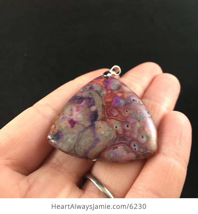 Triangle Shaped Pink Crazy Lace Agate Stone Jewelry Pendant - #j1khgEPAxeI-2