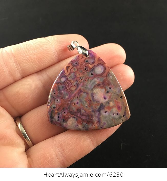 Triangle Shaped Pink Crazy Lace Agate Stone Jewelry Pendant - #j1khgEPAxeI-6