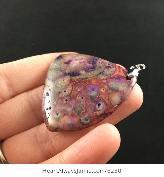 Triangle Shaped Pink Crazy Lace Agate Stone Jewelry Pendant - #j1khgEPAxeI-3