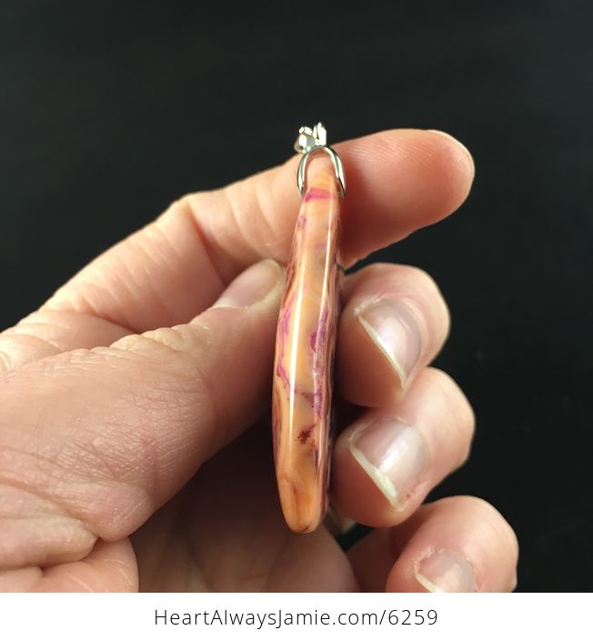 Triangle Shaped Purple and Orange Crazy Lace Agate Stone Jewelry Pendant - #Hqsd5omXKrI-5