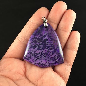 Triangle Shaped Purple Crazy Lace Agate Stone Jewelry Pendant #T5baDuyi6CQ