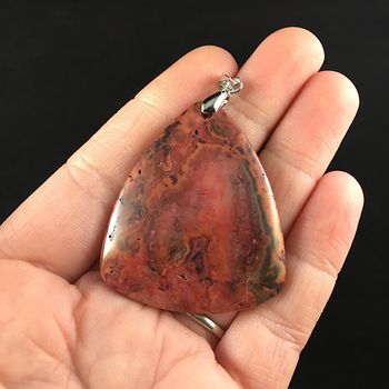 Triangle Shaped Red Crazy Lace Agate Stone Jewelry Pendant #5F63IrebaxI