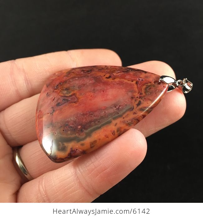 Triangle Shaped Red Crazy Lace Agate Stone Jewelry Pendant - #5F63IrebaxI-3