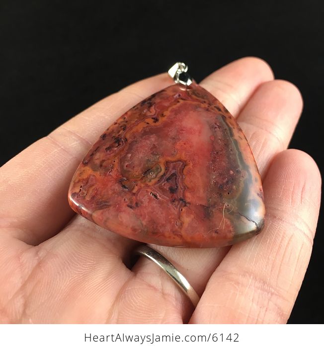 Triangle Shaped Red Crazy Lace Agate Stone Jewelry Pendant - #5F63IrebaxI-2