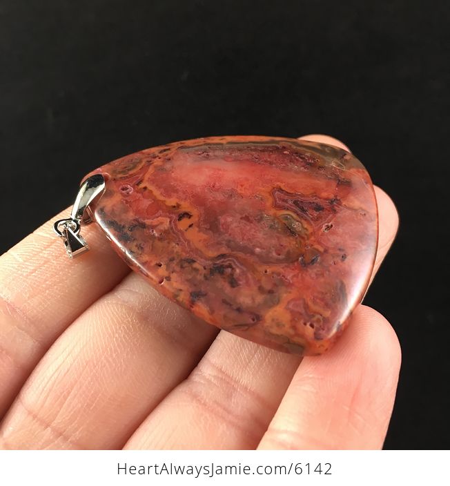 Triangle Shaped Red Crazy Lace Agate Stone Jewelry Pendant - #5F63IrebaxI-4