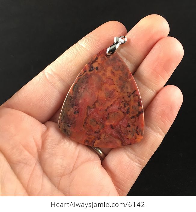 Triangle Shaped Red Crazy Lace Agate Stone Jewelry Pendant - #5F63IrebaxI-6