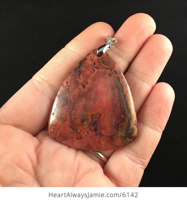 Triangle Shaped Red Crazy Lace Agate Stone Jewelry Pendant - #5F63IrebaxI-1